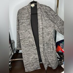 Wilfred Free Aritzia Black White Space Dye Open Front Cardigan Sweater Pockets M
